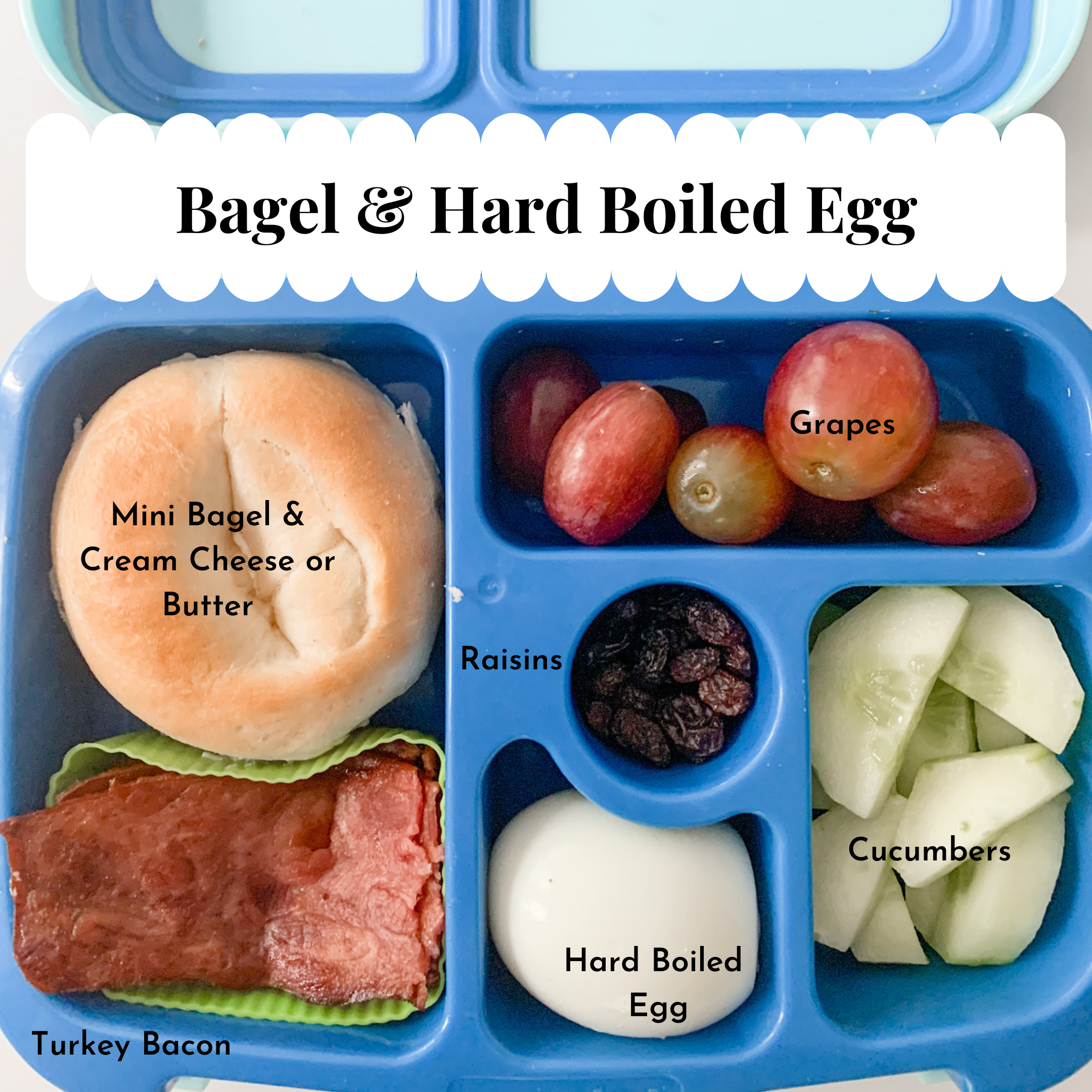 Bagel, Bacon & Hard Boiled Egg Kids Lunch - Photo