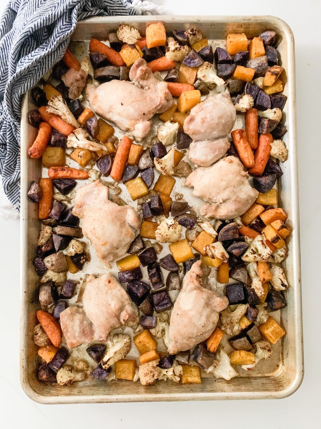 Sheet Pan Chicken Thighs and Fall Vegetables {Skinless}