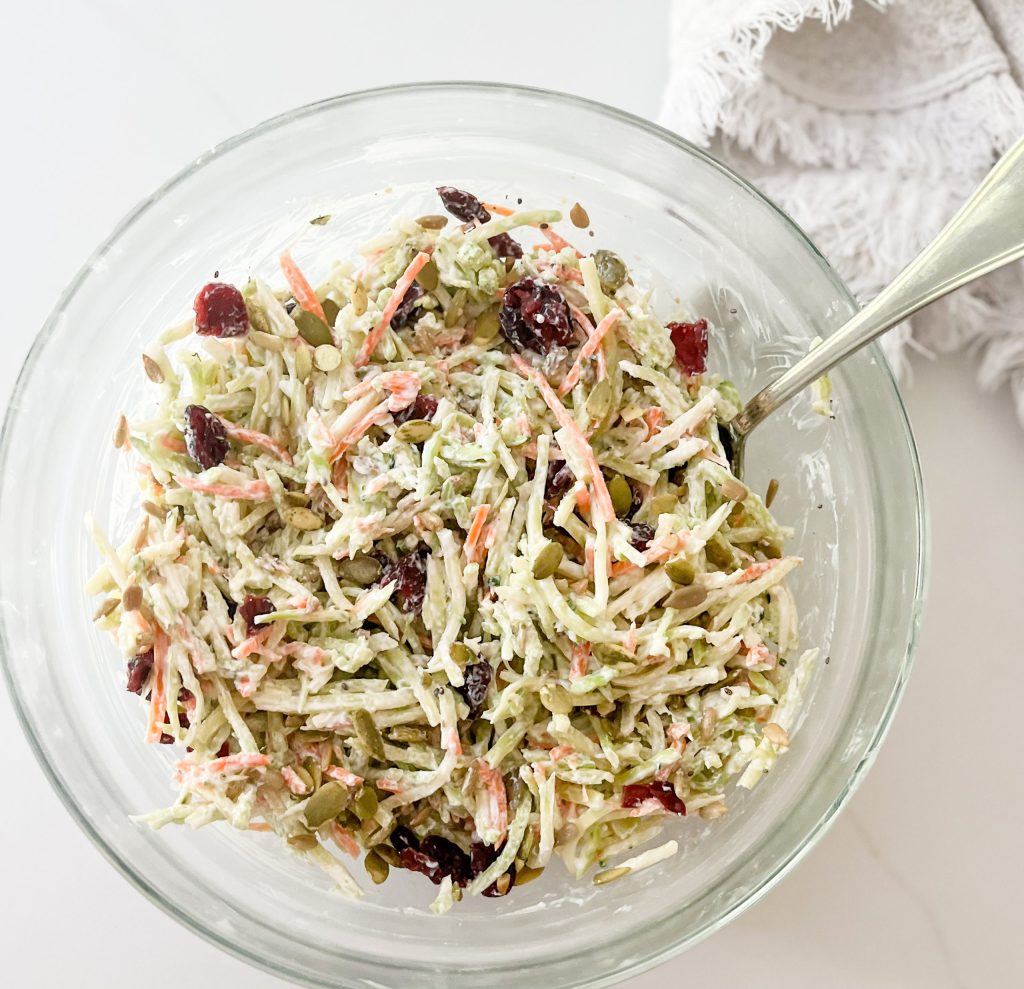 Ranch Broccoli Slaw with dried cranberries and seeds - photo