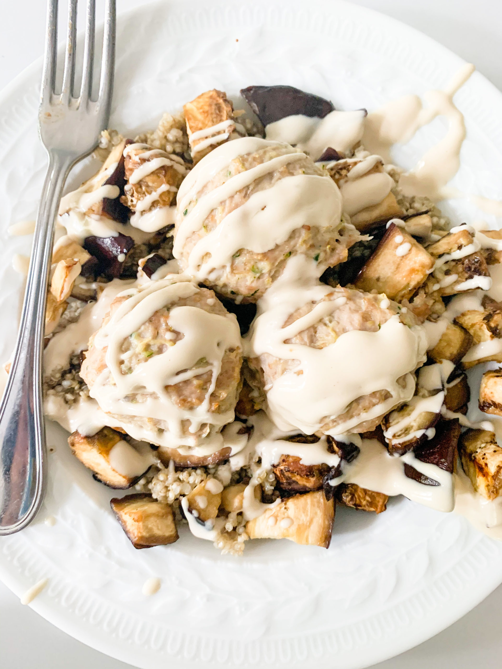 Turkey Zucchini Meatballs with Tahini Sauce - Photo