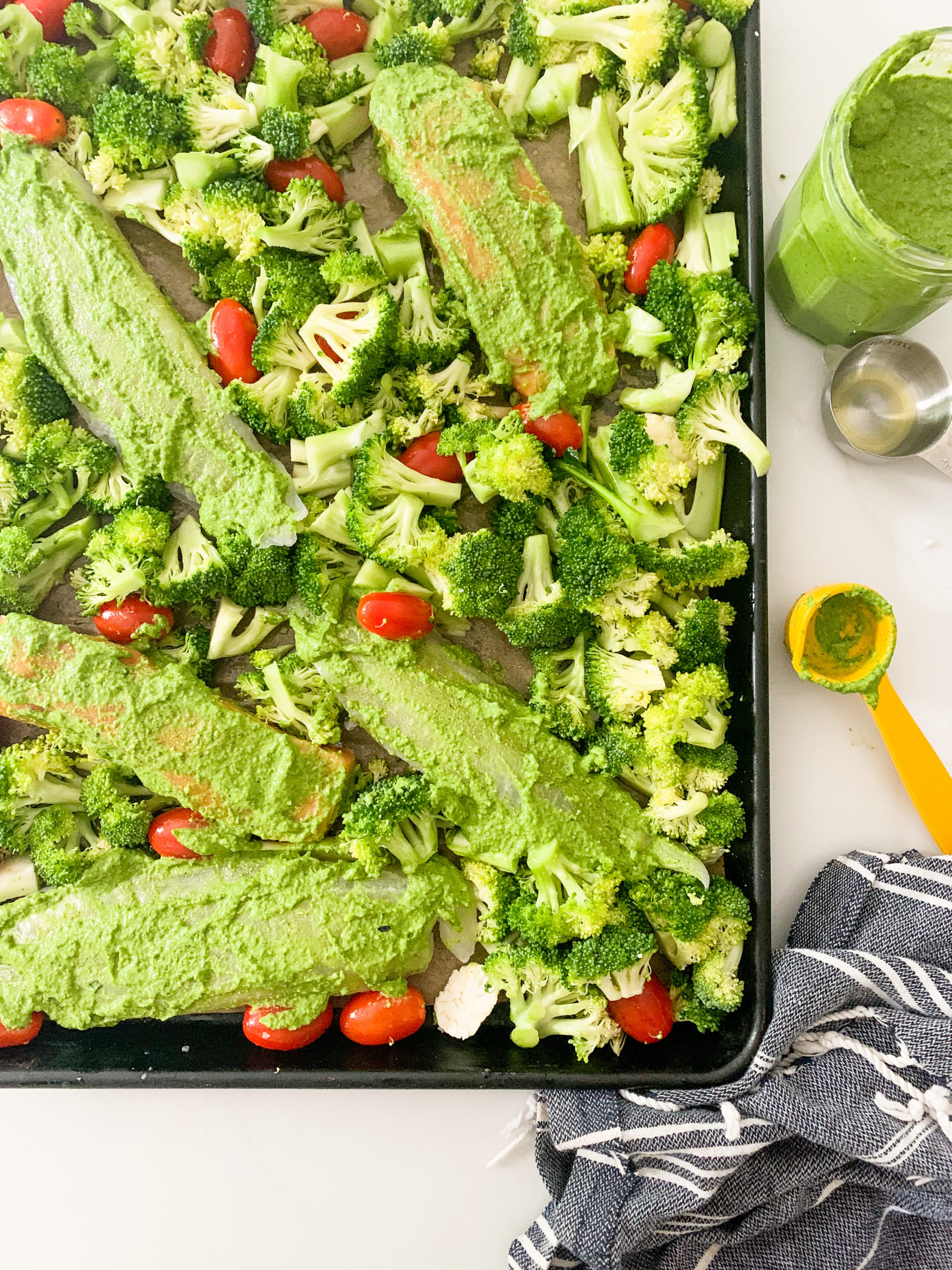 Sheet Pan Pesto Salmon Dinner - Photo