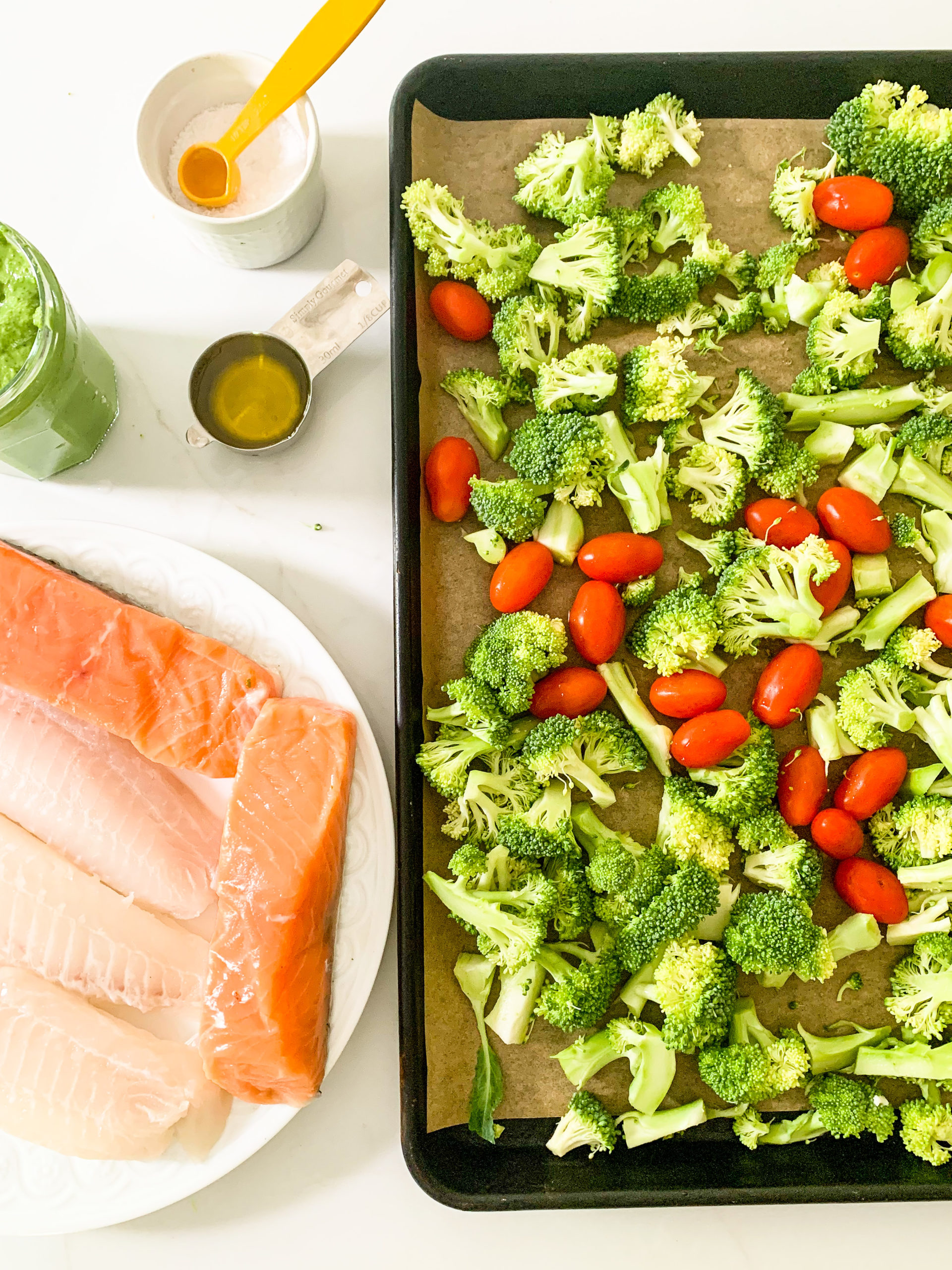Sheet Pan Pesto Fish & Veggies Dinner - Photo