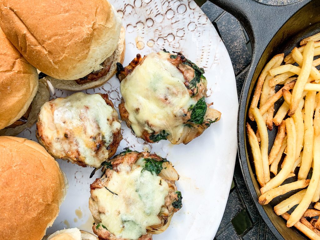 Grilled Turkey Burgers with Spinach and Onions {+ Kids Version}